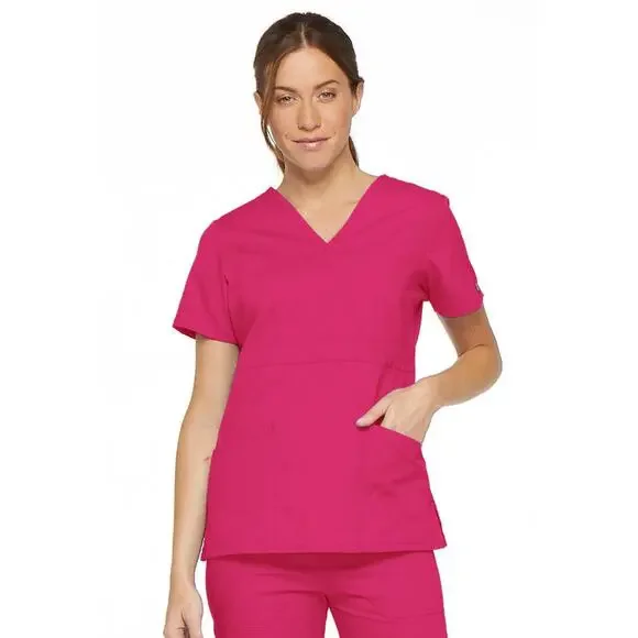 Dickies Womens Classic Fit Short Sleeve Empire Waist Mock Wrap Scrub Top Medium - Picture 1 of 9